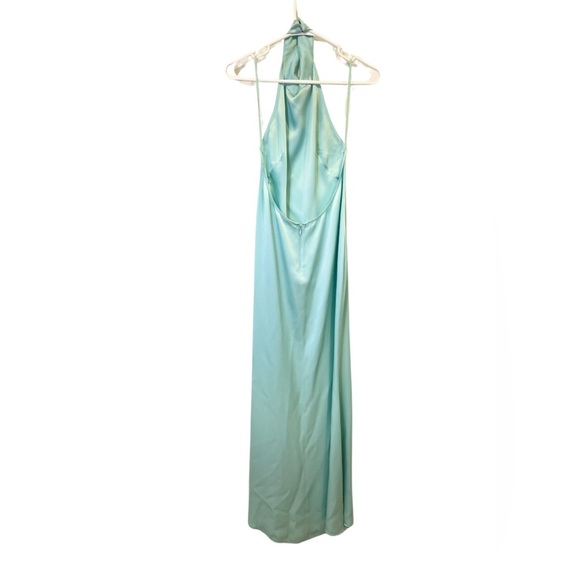 Lapointe Blue Satin Halter A-Line Gown Long Dress Size 6 - Picture 10 of 13